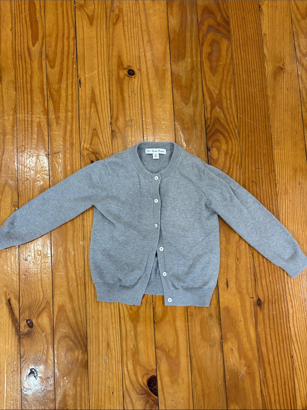 Brooks Brothers Gray Kids' Crewneck Button Cardigan